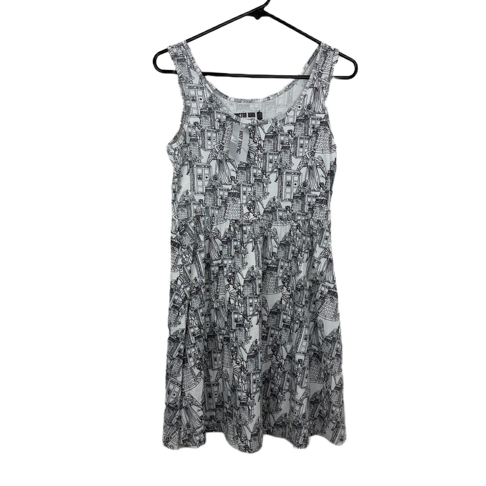 Her Universe Dress Womens Medium White Black Doctor Who TARDIS Dalek Angel NWT